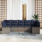 vidaXL Ensemble de canapé de jardin 7 Pièces Gris Poly rotin