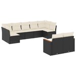 vidaXL Salon de jardin 9 Pièces avec coussins noir résine tressée