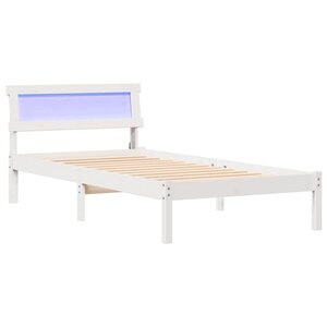 vidaXL Cadre de lit avec tête de lit Blanc 100 x 200 cm Pin massif
