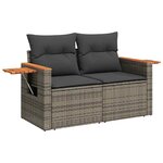 vidaXL Salon de jardin 6 Pièces avec coussins gris résine tressée