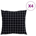 vidaXL Coussins Éparpillés À carreaux 4 Pièces Carreaux Noirs 50 x 50 cm