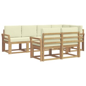 vidaXL Ensemble de canapés d'extérieur 7 Pièces Blanc et crème Polyester