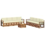 vidaXL Ensemble de canapés d'extérieur 9 pc Naturel et Crème