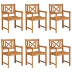 Chaises de jardin vidaXL 6 Pièces 56x55.5x90 cm Bois massif d'acacia
