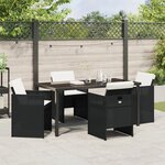 vidaXL Ensemble de repas de jardin 5 pièces avec coussins Noir Poly Rotin