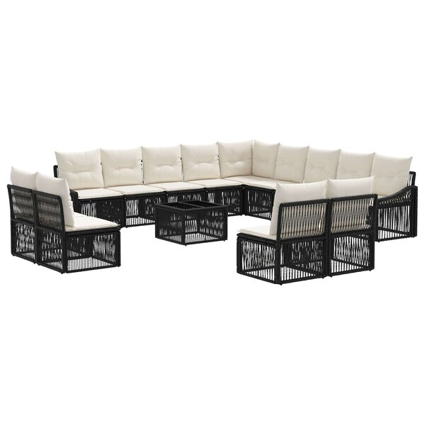 vidaXL Ensemble de canapé de jardin 14 Pièces Noir polyrotin