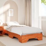 vidaXL Cadre de lit sans matelas empilable cire marron 90x190 cm