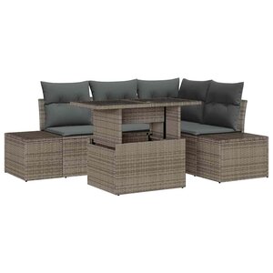 vidaXL Ensemble de canapé de jardin 5 Pièces Gris Poly rotin