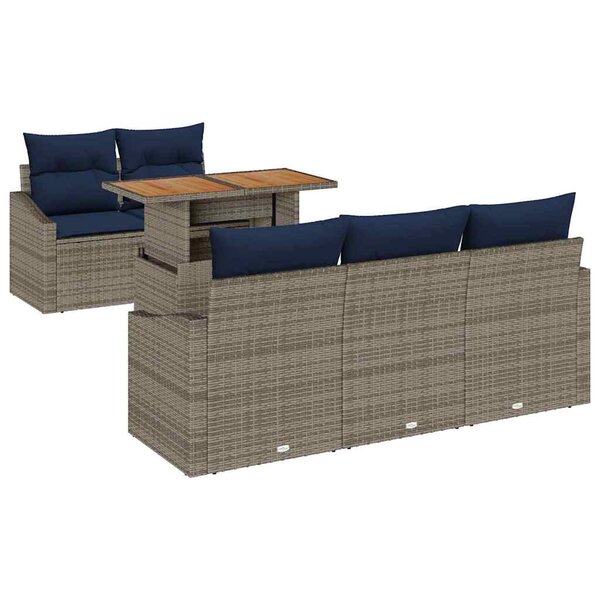 vidaXL Ensemble de canapé de jardin 6 Pièces Gris Poly rotin
