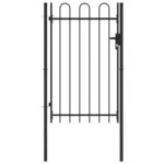 vidaXL Portillon simple porte avec dessus arqué Acier 1x1 5 m Noir