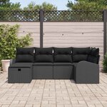 vidaXL Ensemble de canapé de jardin avec coussin 6 Pièces Noir Poly rotin