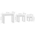 vidaXL Tables gigognes 3 Pièces Blanc brillant Bois d'ingénierie
