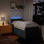 vidaXL Sommier à lattes de lit avec matelas Bleu 90x200 cm Tissu