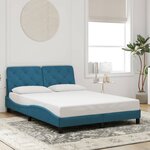 vidaXL Cadre de lit avec LED sans matelas bleu 140x200 cm velours