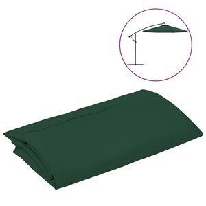 vidaXL Tissu de remplacement pour parasol déporté Vert 350 cm
