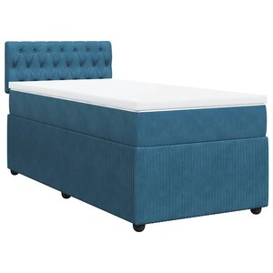 vidaXL Sommier à lattes de lit avec matelas bleu 80x200 cm velours