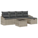 vidaXL Ensemble de Canapé de Jardin 6 pièces avec coussins en poly rotin gris clair