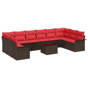 vidaXL Ensemble de canapé de jardin 11 Pièces Marron polyrotin