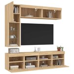 vidaXL Ensemble de meubles TV muraux 7Pièces et lumières LED chêne sonoma