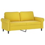 vidaXL Canapé à 2 places Jaune 140 cm Velours