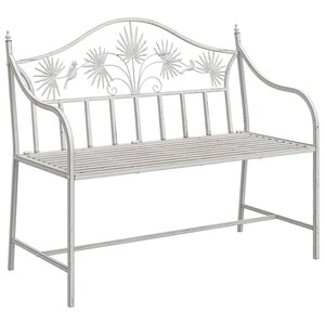 vidaXL Banc de jardin Blanc antique 104 x 52 5 x 89 cm Acier