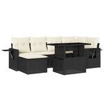 vidaXL Salon de jardin 7 Pièces avec coussins noir résine tressée