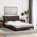 vidaXL Lit avec matelas Hvar marron foncé 140x200 cm tissu
