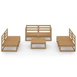 vidaXL Salon de jardin 7 Pièces marron miel bois de pin massif