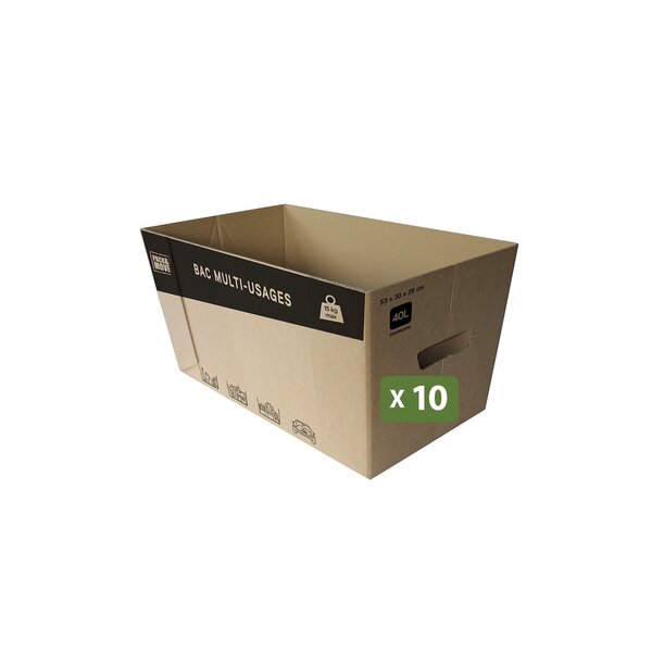 Pack and Move - Lot de 10 caisses en carton - 53 x 30 x 26 cm - Transport  déménagement  stockage