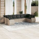 vidaXL Salon de jardin avec coussins 10 Pièces gris clair résine tressée