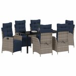 vidaXL Ensemble de salle à manger pour jardin 7 Pièces Gris et Noir Rotin