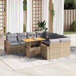 vidaXL Salon de jardin avec coussins 9 Pièces beige résine tressée