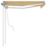 vidaXL Auvent manuel rétractable avec LED 3 5x2 5 m Jaune et blanc