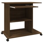 vidaXL Bureau d'ordinateur Chêne marron 80x50x75 cm Bois d'ingénierie