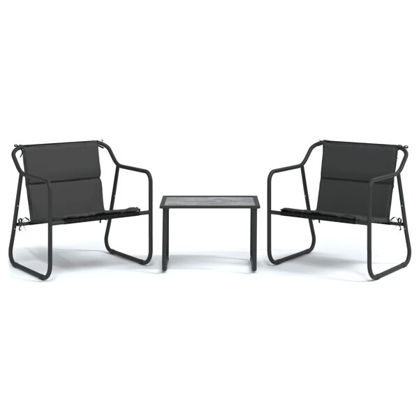 vidaXL Salon de jardin avec coussins 3 Pièces anthracite acier