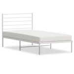 vidaXL Cadre de lit métal avec tête de lit blanc 100x200 cm