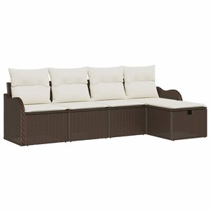 vidaXL Ensemble de canapé de jardin 5 Pièces Marron et crème Poly rotin