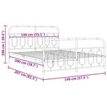 vidaXL Cadre de lit métal sans matelas avec pied de lit noir 140x200cm