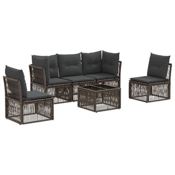 vidaXL Ensemble de canapé de jardin 6 Pièces Gris polyrotin