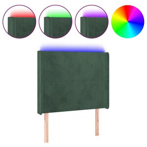 vidaXL Tête de lit à LED Vert foncé 93x16x118/128 cm Velours