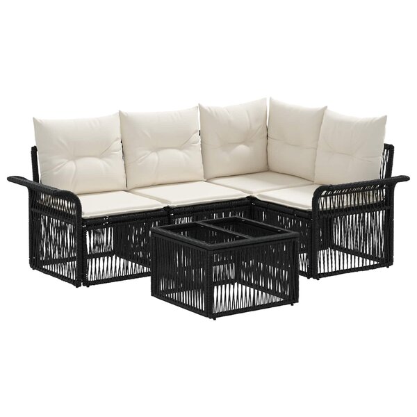 vidaXL Ensemble de canapé de jardin 5 Pièces Noir polyrotin