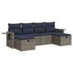 vidaXL Salon de jardin 6 Pièces avec coussins gris résine tressée