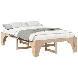 vidaXL Cadre de lit Marron 135 x 190 cm Pin massif