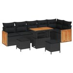 vidaXL Ensemble de canapé de jardin 9 Pièces Noir 90 x 55 x 71 cm