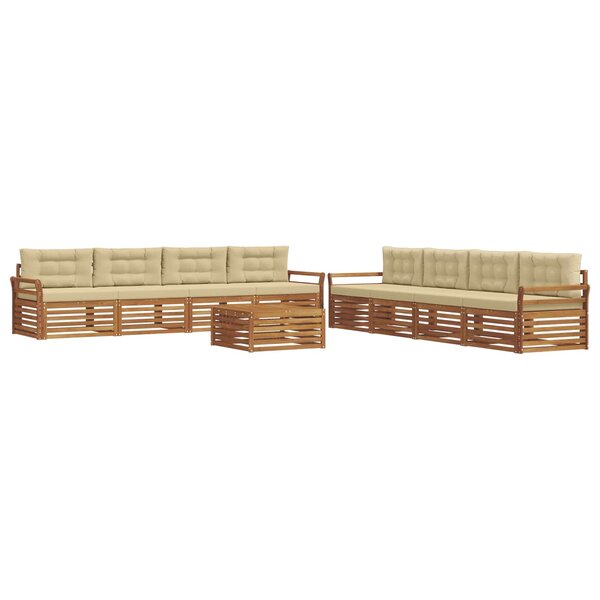 vidaXL Ensemble de canapés d'extérieur 9 pc Naturel et Beige