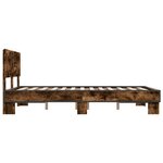 vidaXL Cadre de lit chêne fumé 135x190 cm bois d'ingénierie et métal