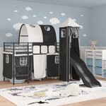 vidaXL Lit mezzanine pour enfants Noir 74 5 x 190 cm Métал