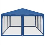 vidaXL Tente de fête avec 10 parois latérales en maille bleu 6x4m PEHD