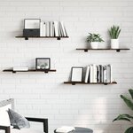 vidaXL Étagères murales 4 Pièces chêne fumé 80x20x1 5cm bois d'ingénierie