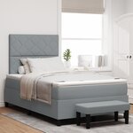 vidaXL Lit avec Sommier et Banc Gris Clair 120x200 cm Tissu